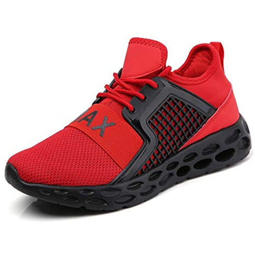 Men's Black Red Athletic Walking Sneakers